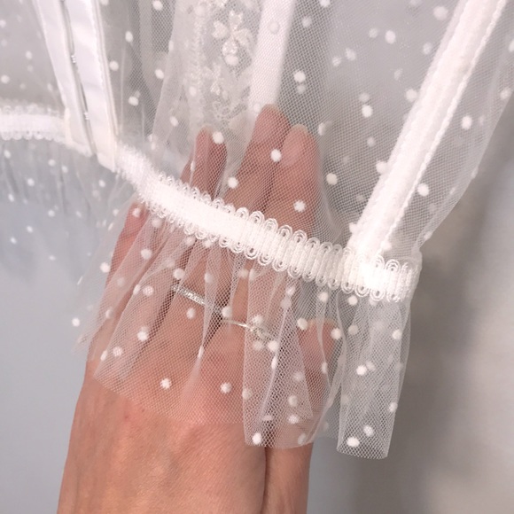 ⭐️ NWOT Polka Dot Mesh Bridal White Tully Corset Bustier Top - Picture 4 of 6